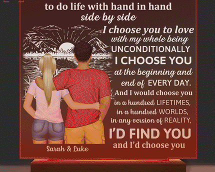 Back Couple The Day I Met You I Have Found The One - Personalized 3D Led Light Wooden Base