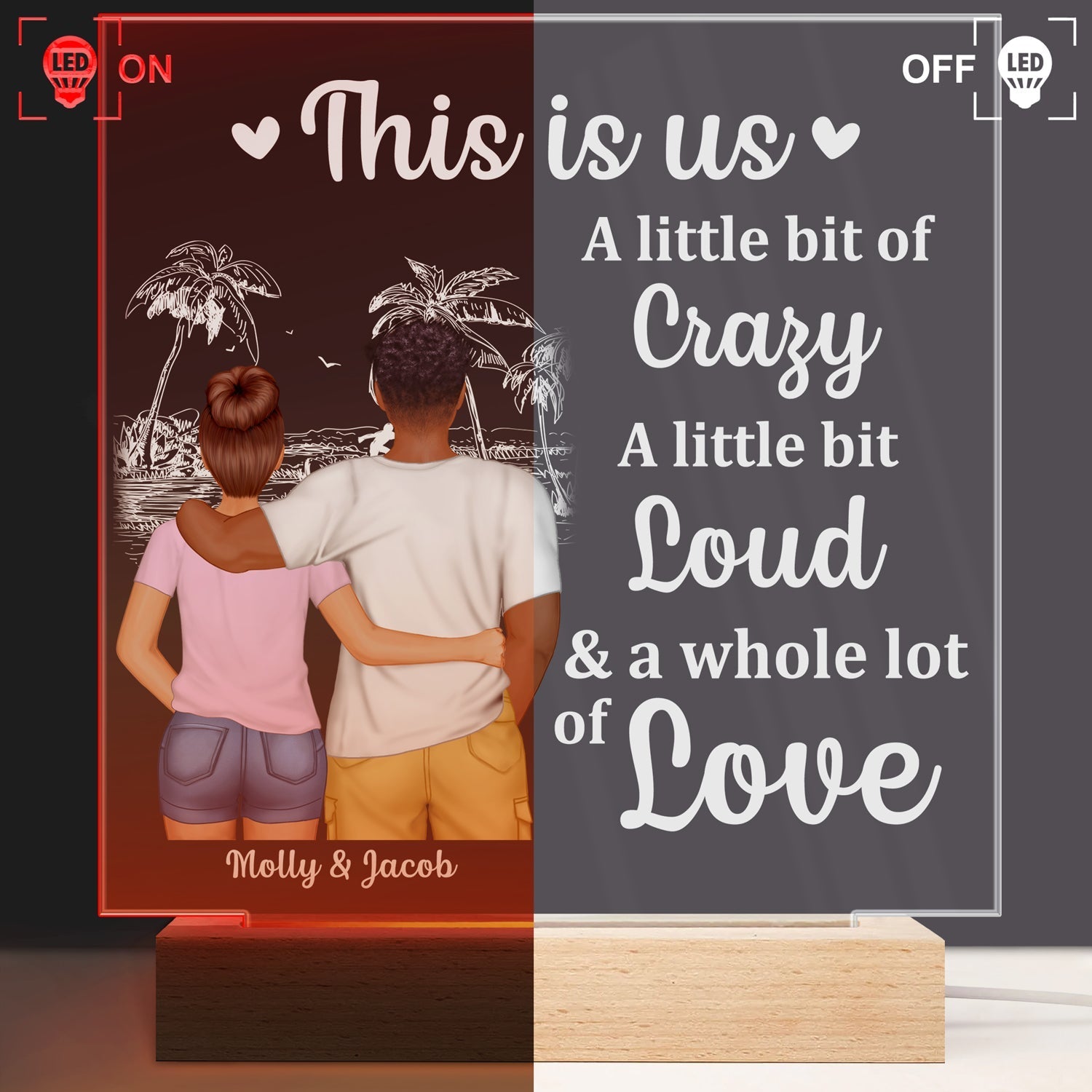Back Couple The Day I Met You I Have Found The One - Personalized 3D Led Light Wooden Base