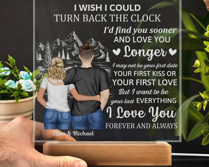 Back Couple The Day I Met You I Have Found The One - Personalized 3D Led Light Wooden Base