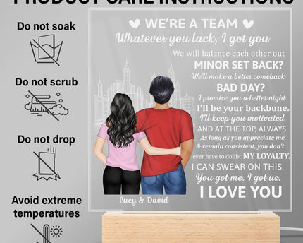 Back Couple The Day I Met You I Have Found The One - Personalized 3D Led Light Wooden Base