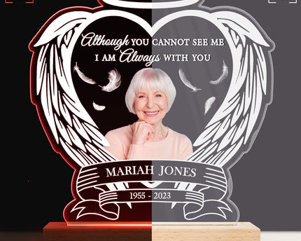 Custom Photo Always Shine In My Heart - Loving - Personalized 3D Led Light Wooden Base