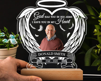 Custom Photo Always Shine In My Heart - Loving - Personalized 3D Led Light Wooden Base