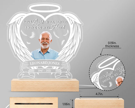 Custom Photo Always Shine In My Heart - Loving - Personalized 3D Led Light Wooden Base