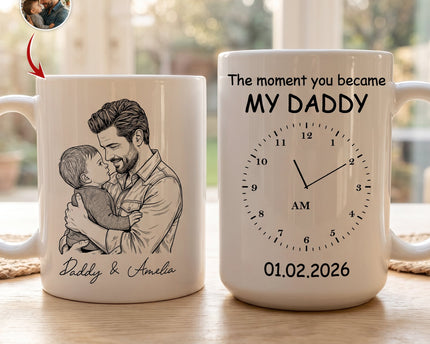 The Moment You Became My Dad Sketch Line Art Father's Day Gift For Dad, Husband - Personalized Mug