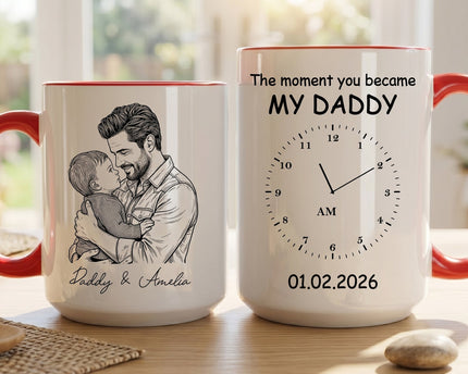 The Moment You Became My Dad Sketch Line Art Father's Day Gift For Dad, Husband - Personalized Mug