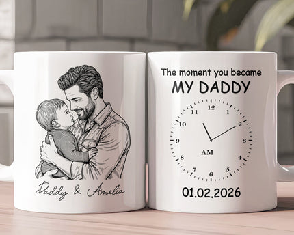 The Moment You Became My Dad Sketch Line Art Father's Day Gift For Dad, Husband - Personalized Mug