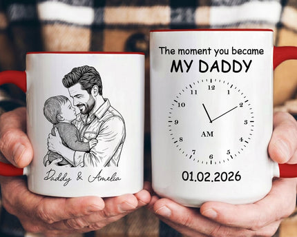 The Moment You Became My Dad Sketch Line Art Father's Day Gift For Dad, Husband - Personalized Mug