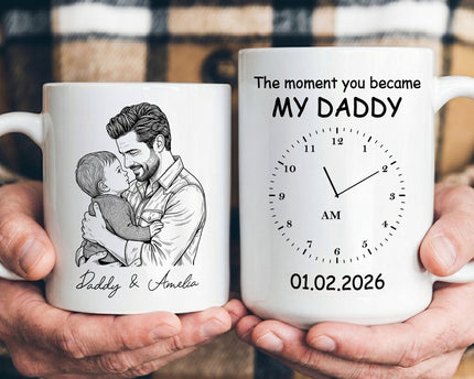 The Moment You Became My Dad Sketch Line Art Father's Day Gift For Dad, Husband - Personalized Mug