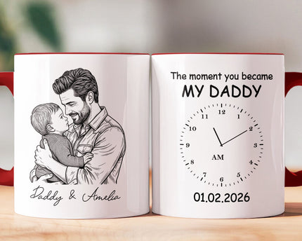 The Moment You Became My Dad Sketch Line Art Father's Day Gift For Dad, Husband - Personalized Mug