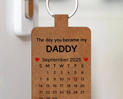The Day You Became My Dad Sketch Line Art Father's Day Gift For Him - Personalized Keychain