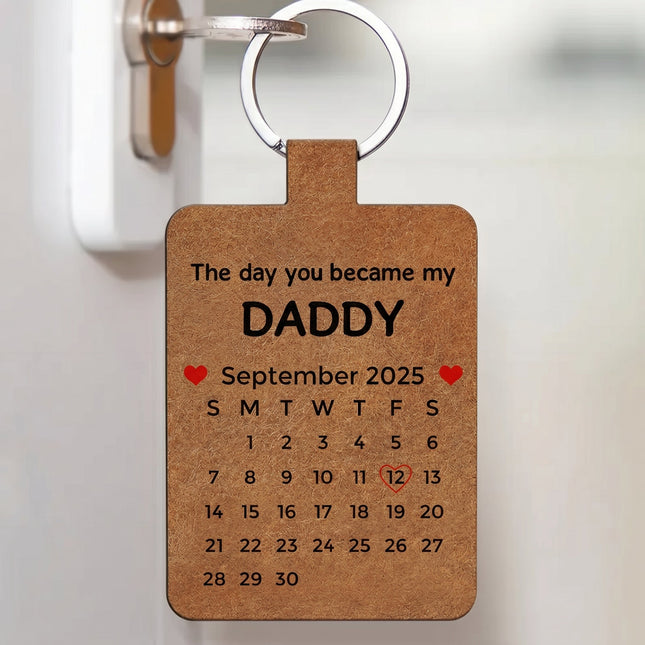 The Day You Became My Dad Sketch Line Art Father's Day Gift For Him - Personalized Keychain