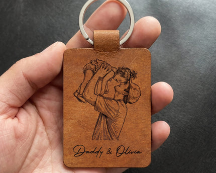 The Day You Became My Dad Sketch Line Art Father's Day Gift For Him - Personalized Keychain