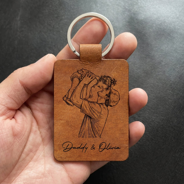 The Day You Became My Dad Sketch Line Art Father's Day Gift For Him - Personalized Keychain