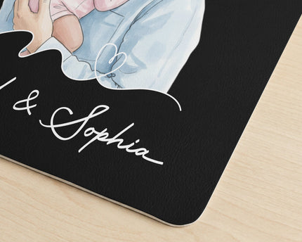 The Moment You Became Dad Watercolor Art Father's Day Gift For Husband - Personalized Desk Mat