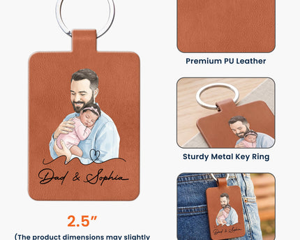 The Moment You Became My Dad Custom Photo Watercolor Father's Day Gift - Personalized Keychain