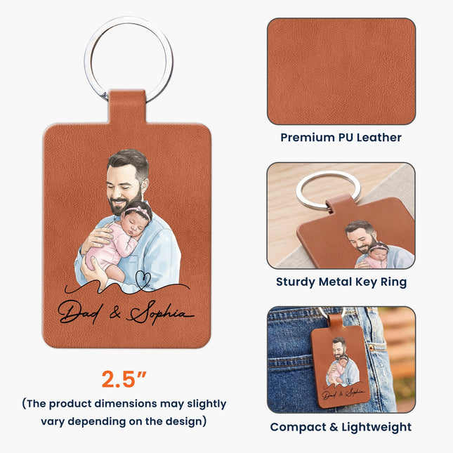 The Moment You Became My Dad Custom Photo Watercolor Father's Day Gift - Personalized Keychain