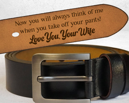 To Husband Boyfriend Valentines Father's Day Gift - Personalized Engraved Leather Belt