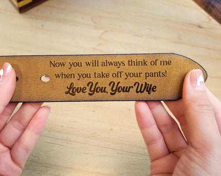 To Husband Boyfriend Valentines Father's Day Gift - Personalized Engraved Leather Belt