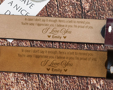 To Husband, Boyfriend I'm Proud Of You - Personalized Engraved Leather Belt