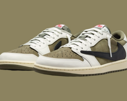 Men's Travis Scott x Air Jordan 1 Retro Low ‘ Medium Olive' Shoes