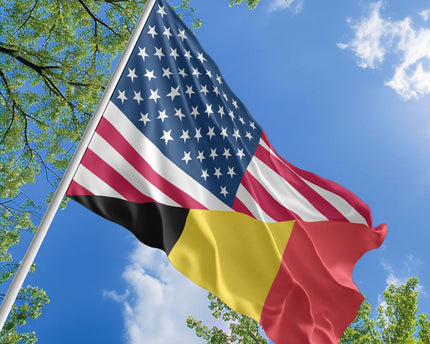 American Belgian Flag, US And Belgium Polyester Flag Friendship Blend Together Style
