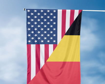 American Belgian Flag, US And Belgium Polyester Flag Friendship Blend Together Style