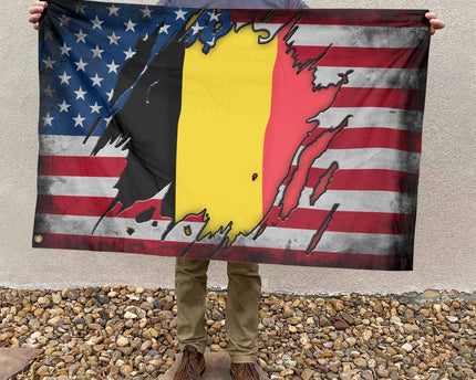 American Belgian Flag, US And Belgium Polyester Flag The Scratch Style