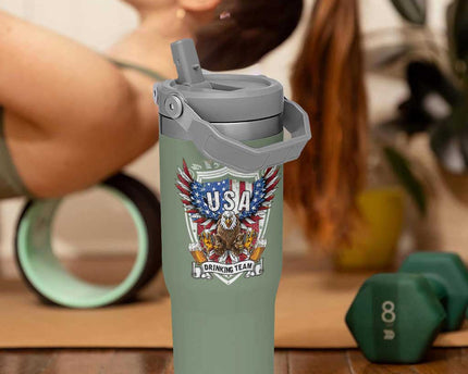 USA Drinking Team Flip Straw Tumbler