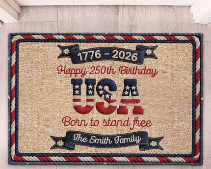 Usa 250Th Birthday Faux Yarn Pattern - Personalized Doormat