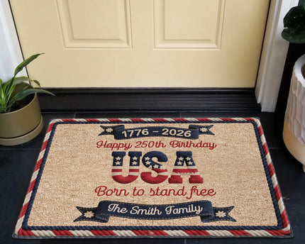 Usa 250Th Birthday Faux Yarn Pattern - Personalized Doormat