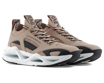 Men's Ea7 Emporio Armani Sneakers With Mesh Panels Beige Sneakers