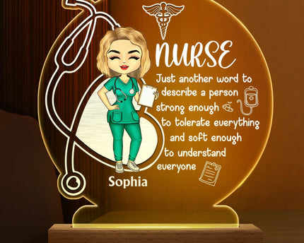Nurse A Person Strong Enough To Tolerate Everything - Gift For Nurses - Personalized Custom 3D Led Light Wooden Base