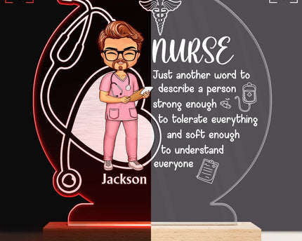 Nurse A Person Strong Enough To Tolerate Everything - Gift For Nurses - Personalized Custom 3D Led Light Wooden Base
