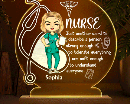 Nurse A Person Strong Enough To Tolerate Everything - Gift For Nurses - Personalized Custom 3D Led Light Wooden Base