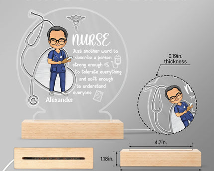 Nurse A Person Strong Enough To Tolerate Everything - Gift For Nurses - Personalized Custom 3D Led Light Wooden Base