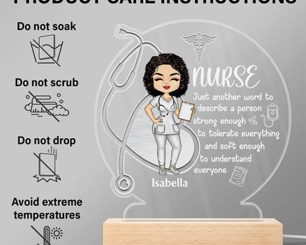 Nurse A Person Strong Enough To Tolerate Everything - Gift For Nurses - Personalized Custom 3D Led Light Wooden Base