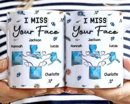 Long Distance Besties Never Too Far To Have Coffee Together - Personalized 3D Inflated Effect Printed Mug, Personalized White Edge-to-Edge Mug