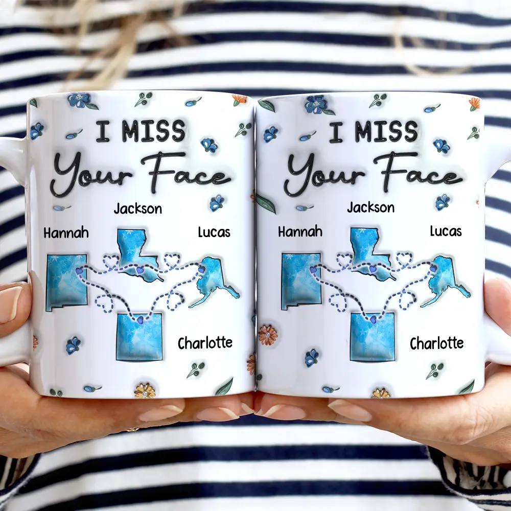 Long Distance Besties Never Too Far To Have Coffee Together - Personalized 3D Inflated Effect Printed Mug, Personalized White Edge-to-Edge Mug