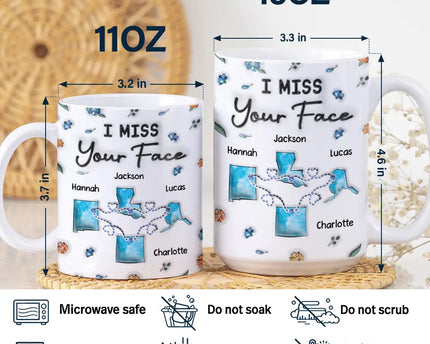 Long Distance Besties Never Too Far To Have Coffee Together - Personalized 3D Inflated Effect Printed Mug, Personalized White Edge-to-Edge Mug