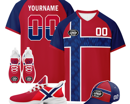 Custom Norway 2026 World Cup Jersey Sneakers and Hat Combo Offer