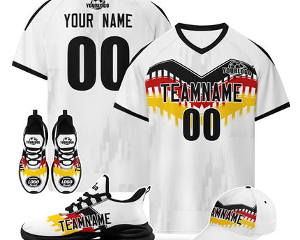 Custom Germany 2026 World Cup Jersey Sneakers Sports Shoes and Hat Combo Offer - White