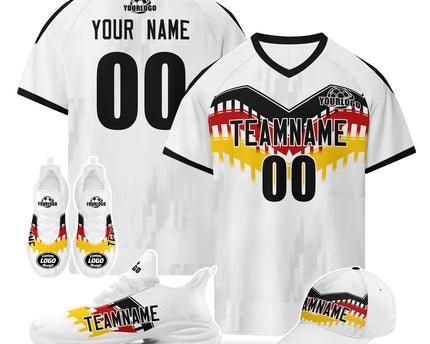 Custom Germany 2026 World Cup Jersey Sneakers Sports Shoes and Hat Combo Offer - White