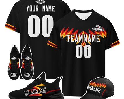 Custom Germany 2026 World Cup Jersey Sneakers Sports Shoes and Hat Combo Offer - Black
