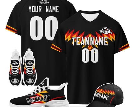 Custom Germany 2026 World Cup Jersey Sneakers Sports Shoes and Hat Combo Offer - Black