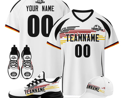 Custom Germany 2026 World Cup Jersey Sneakers Sports Shoes and Hat Combo Offer - White