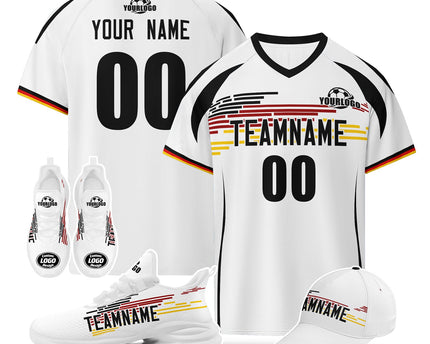 Custom Germany 2026 World Cup Jersey Sneakers Sports Shoes and Hat Combo Offer - White