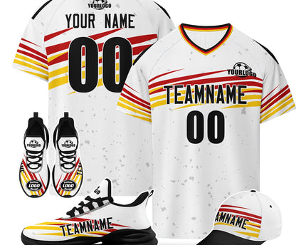 Custom Germany 2026 World Cup Jersey Sneakers Sports Shoes and Hat Combo Offer - White