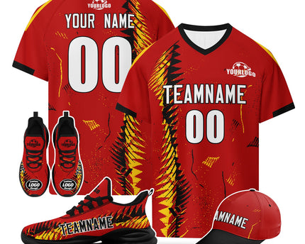Custom Germany 2026 World Cup Jersey Sneakers Sports Shoes and Hat Combo Offer - Red
