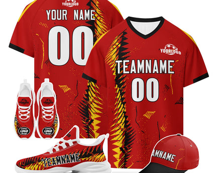 Custom Germany 2026 World Cup Jersey Sneakers Sports Shoes and Hat Combo Offer - Red