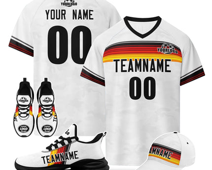 Custom Germany 2026 World Cup Jersey Sneakers Sports Shoes and Hat Combo Offer - White/Black